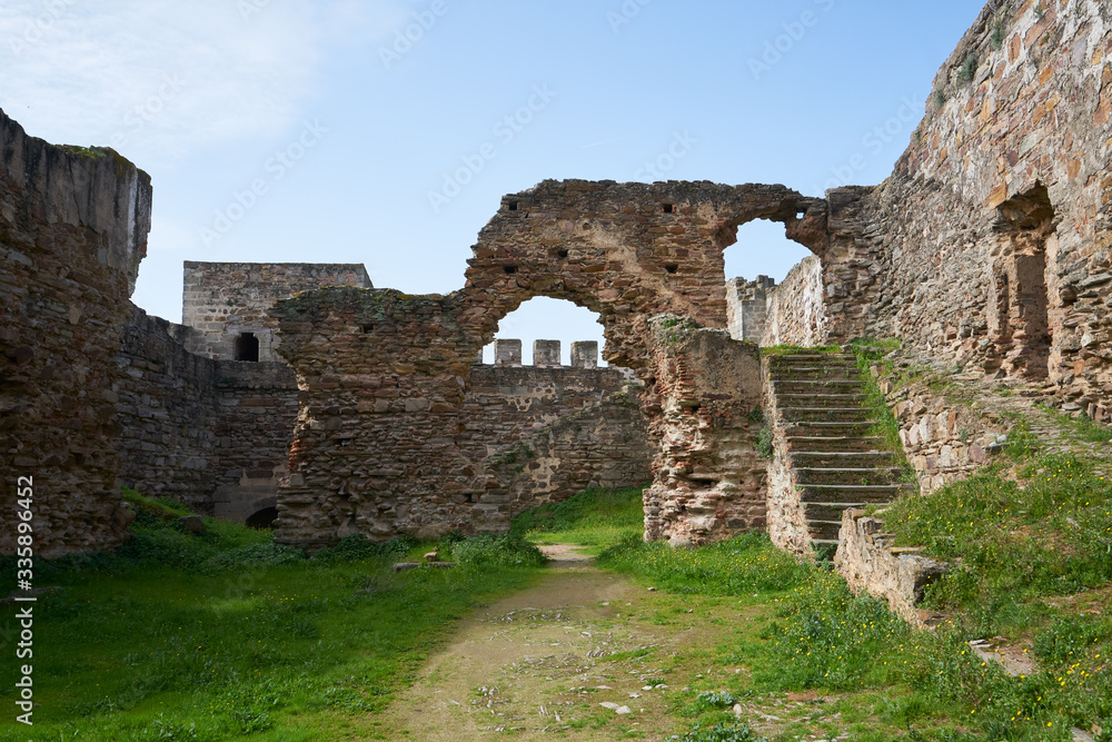 Mourao castle ruin interior historic building in Alentejo, Portugal