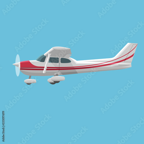 Small plane vector illustration. Single engine propelled aircraft.