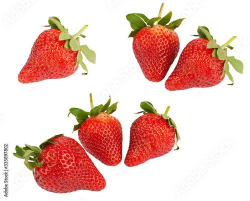 Fresh strawberry set isolated on white.