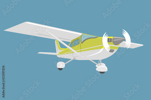 Small plane vector illustration. Single engine propelled aircraft.