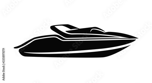 Speedboat isolated vector illustration. Luxury and expensive boat.