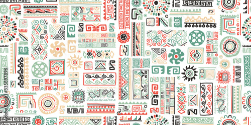 Ethnic handmade ornament, seamless pattern