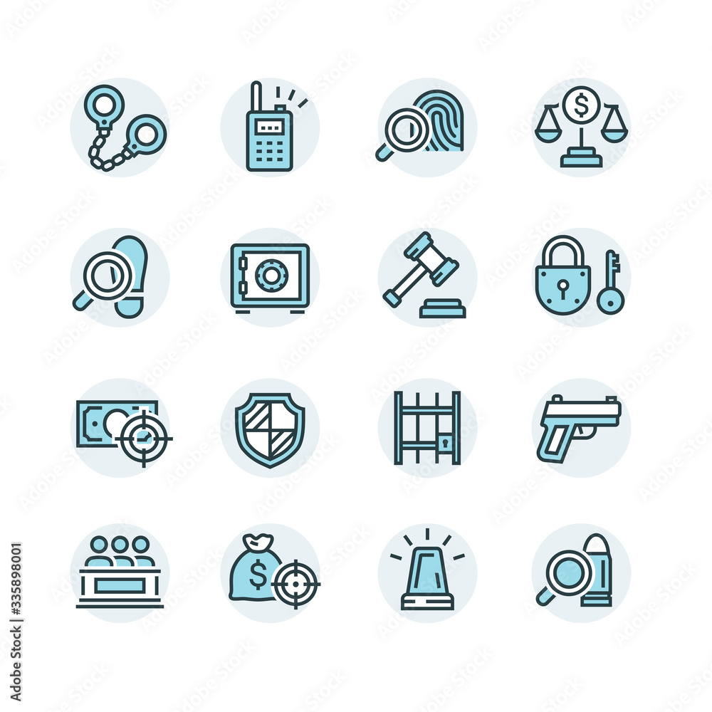 Law and Order Linear Vector Icons Set
Law and Order Linear Vector Icons Set