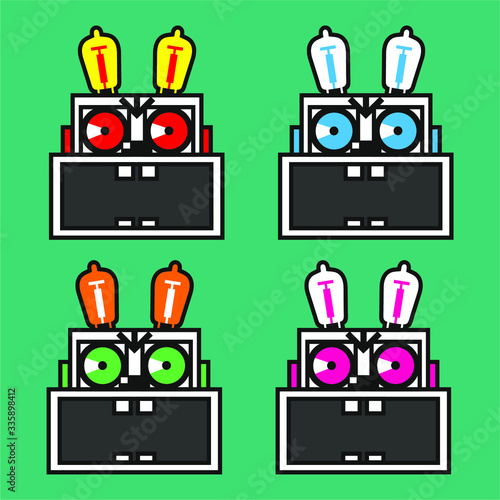 A Set Of Four Rabbit Robot Head Color Variants Sticker