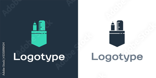 Logotype Crossed ruler and pencil icon isolated on white background. Straightedge symbol. Drawing and educational tools. Logo design template element. Vector Illustration