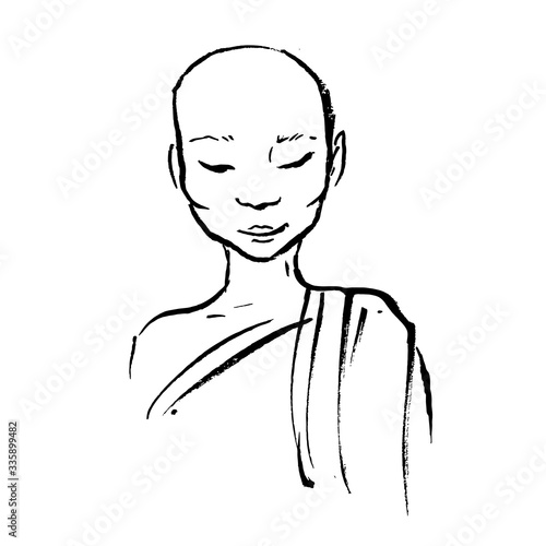 Illustration of a young Tibetan monk