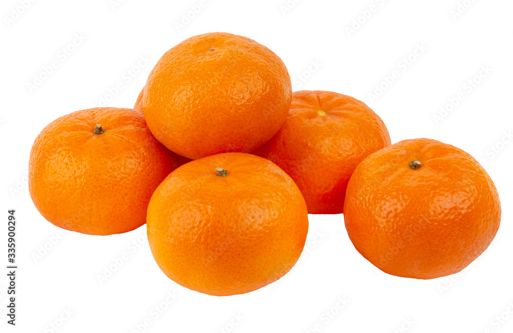 Bunch of whole tangerine or mandarin fruits isolated on white Bunch of whole tangerine or mandarin fruits isolated on white