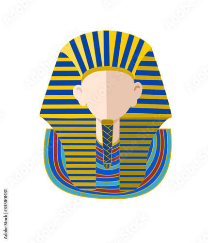 Flat vector illustration of King Tut's (Tutankhamen) mask. Conventional portrait isolated on a white background