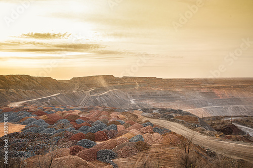 Iron ore quarry at sunset