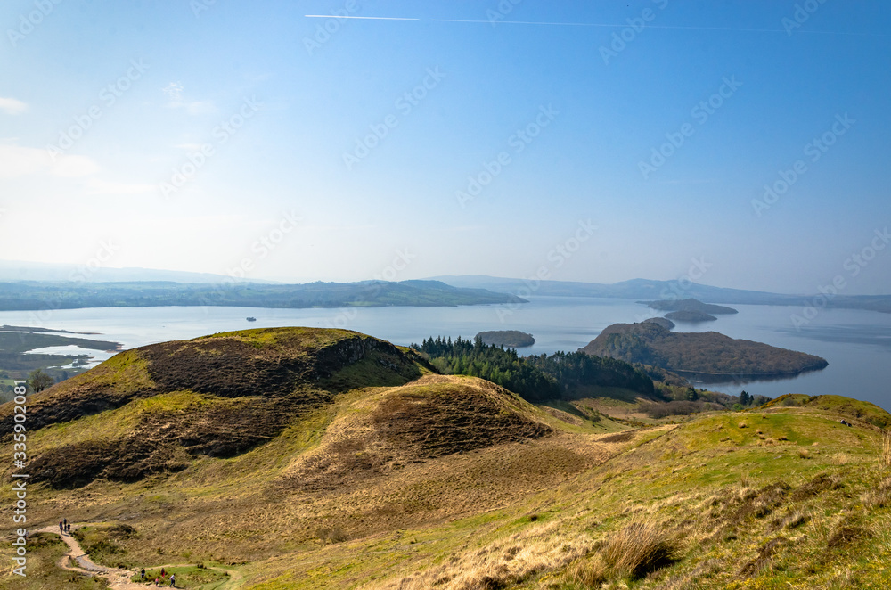 View from Conic hill in Scotland. Beautiful mountains with lake.