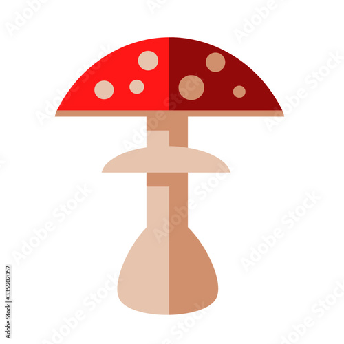 fly agaric mushroom isolated on a white background. Flat vector illustration 