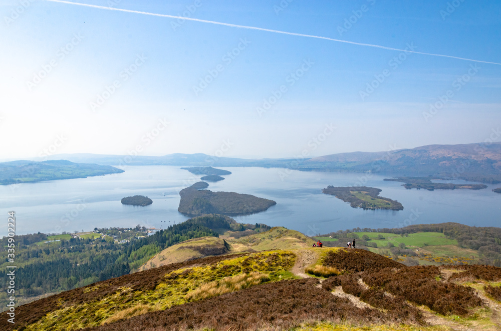 View from Conic hill in Scotland. Beautiful mountains with lake.