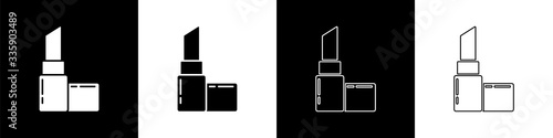 Set Lipstick icon isolated on black and white background. 8 March. International Happy Women Day. Vector Illustration