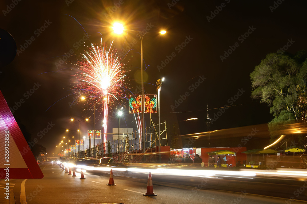 Fototapeta premium Night view of a road in Taipa area