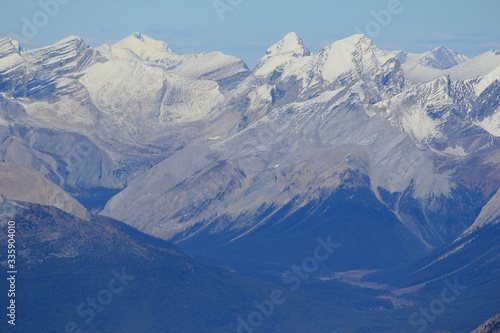 Zoom in photo at the summit of Mount Temple, View towards Cataract Peak and the Pipestone Valley, Banff national Park, Canadian Rockies © James