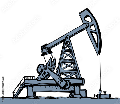 Industrial production of oil. Pump. Vector illustration.