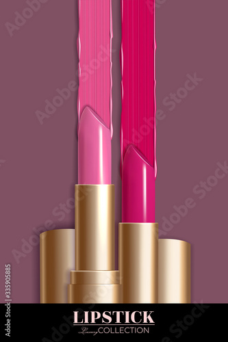 Design lipstick advertising mockup for catalog and magazine. Product design, lipstick mockup