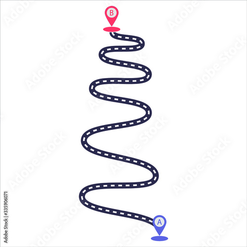 Road trip and itinerary. Business travel and infographic design template with flags and place for your data. From point A to point B. EPS 10 is a vector