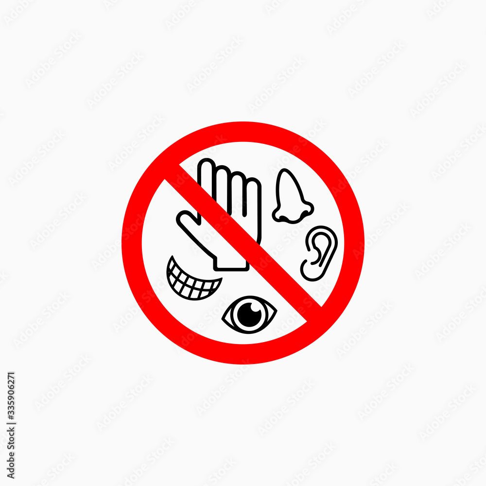 do not touch eyes, nose, mouth, ears icon do not touch eyes, nose, mouth, ears icon