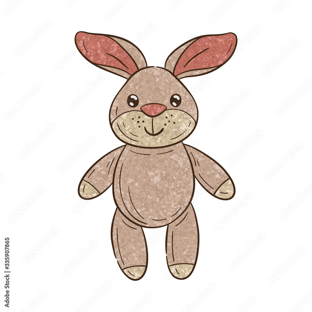 Outlined illustration of a textured cartoon rabbit. On white background.. Outlined illustration of a textured cartoon rabbit. On white background..