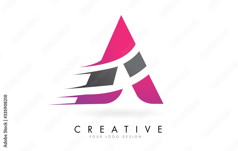 A Letter Logo with Pink and Grey Colorblock Design and Creative Cut. A Letter Logo with Pink and Grey Colorblock Design and Creative Cut.