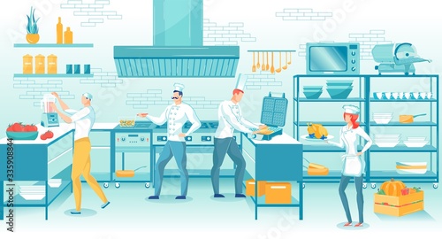 Professional Restaurant Kitchen Staff at Work