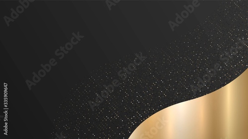 Abstract background with shiny golden surface on a black background