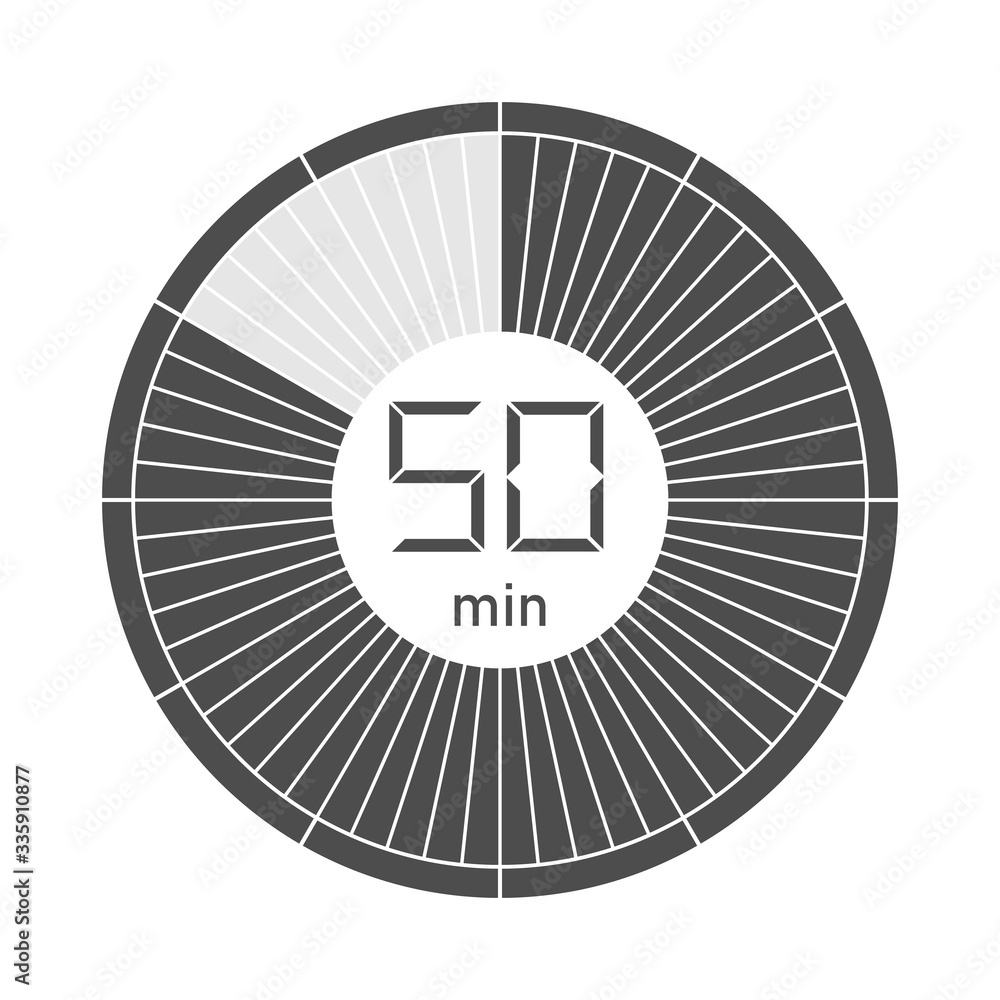 The 50 minutes, stopwatch icon, digital timer. Vector illustration. The 50 minutes, stopwatch icon, digital timer. Vector illustration.