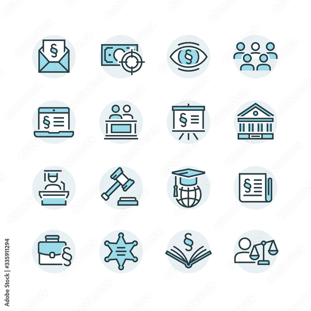 Lawyer and business vector icon set
Lawyer and business vector icon set