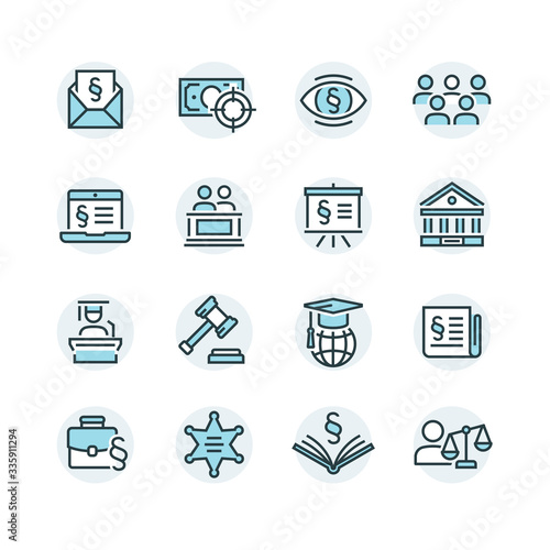 Lawyer and business vector icon set
