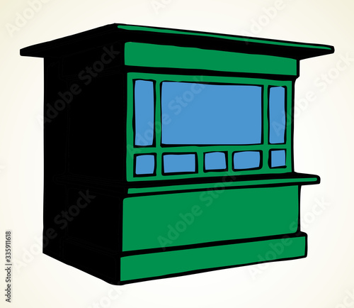Shop stall. Vector drawing kiosk