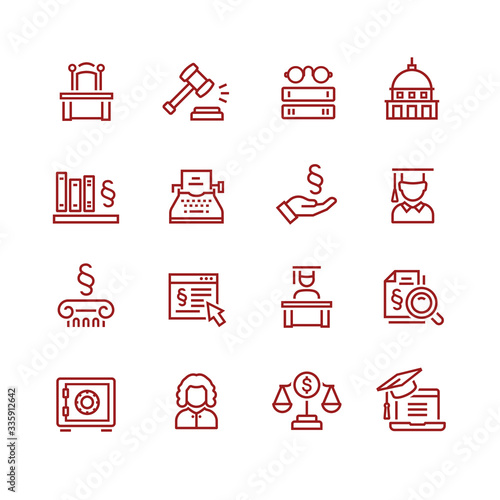 Lawyer and business vector icon set
