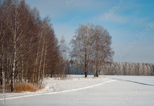 Beautiful winter landscape with lot of snow