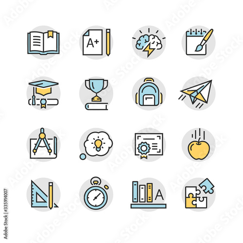 vector icons of school subjects
