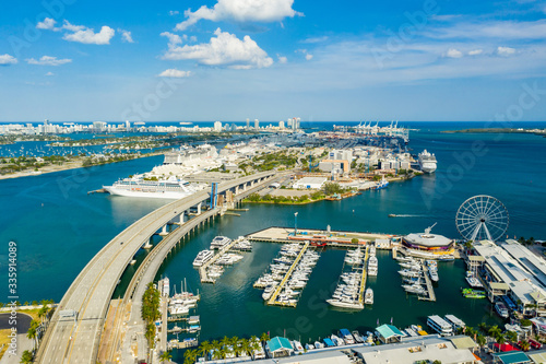 Drone photo Downtown Miami Bayside and Port photo