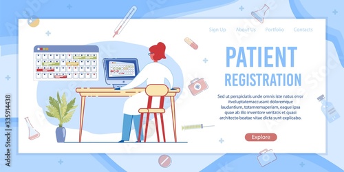 Receptionist Register Medical Form on Computer