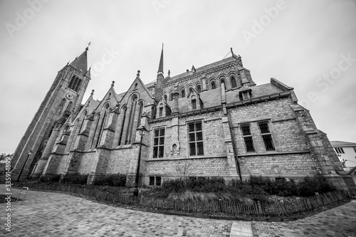 Black & white church in Brussels Belgium