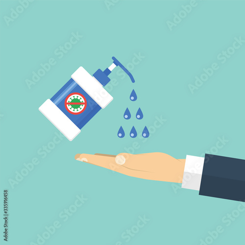 Hand sanitizer. Vector illustration in a flat style