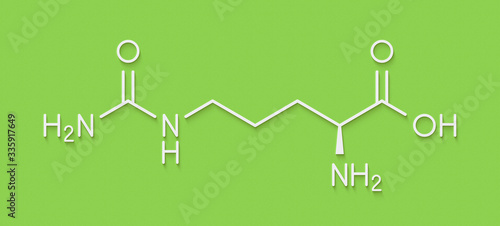 Citrulline amino acid molecule. Present in some athletic dietary supplements. Skeletal formula.