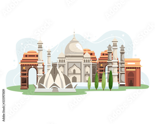 Illustration of India landmarks