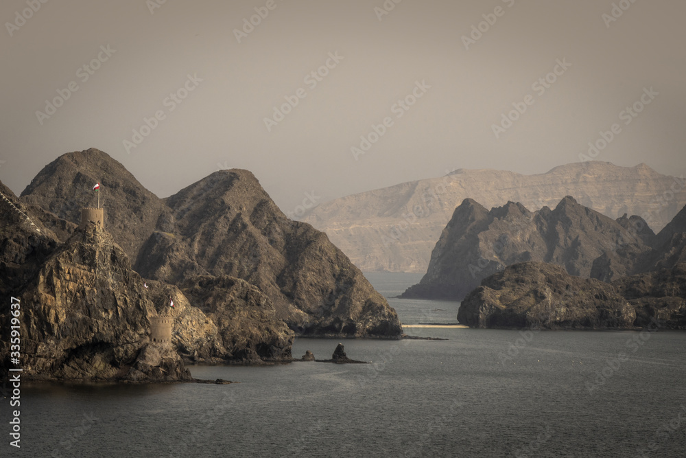 Naklejka premium Muscat. Oman. Oman Sultanate, Muscat, Riyam Park, monument in the shape of a giant censer,