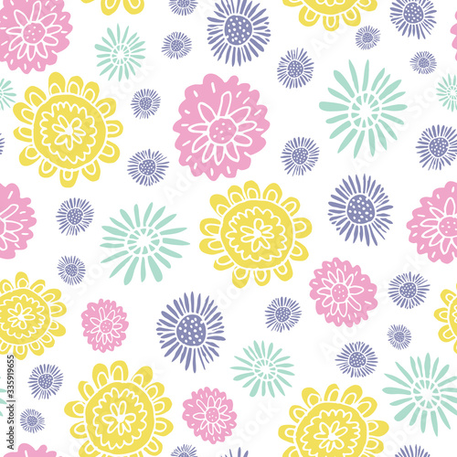 Fresh floral vector repeat. Perfect for home, kids, stationary, wrapping, scrapbooking.