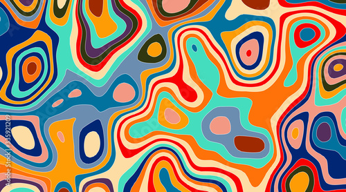 Multi-color divorces blobs. Warped lines colorful background. Modern abstract creative backdrop with multicolor variable width stripes. Lines map pattern.