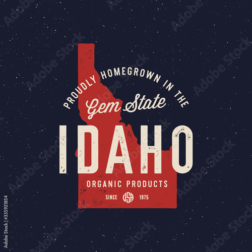 local farm retro grunge badge. homegrown in idaho