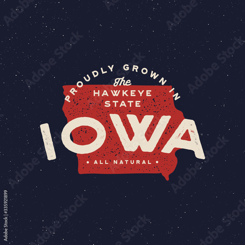 local farm retro grunge badge. homegrown in iowa