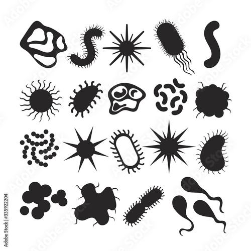 Bacteria various allergens isolated set. Vector flat graphic design illustration