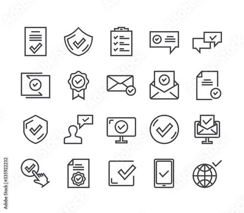 Check mark approve isolated icon set. Vector flat graphic design illustration