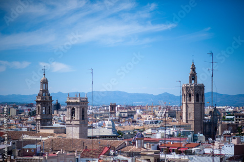 Valencia city skyline with blue sky
