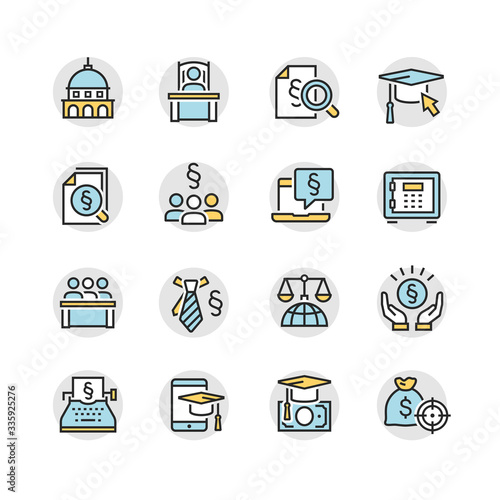 Lawyer and business vector icon set
