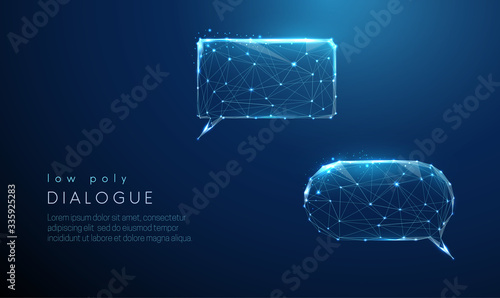 Blue chat clouds in the form of a circle and rectangle